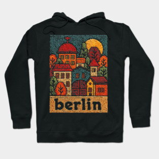 Charming Berlin Neighborhood Stitched Art | Cozy German Street Scene Souvenir Hoodie