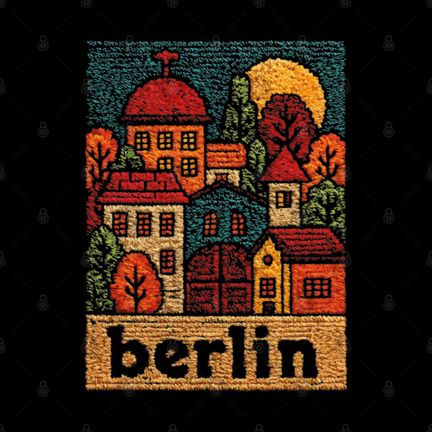 Charming Berlin Neighborhood Stitched Art | Cozy German Street Scene Souvenir by TuncGK