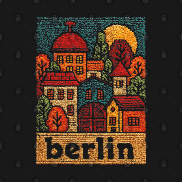 Charming Berlin Neighborhood Stitched Art | Cozy German Street Scene Souvenir by TuncGK