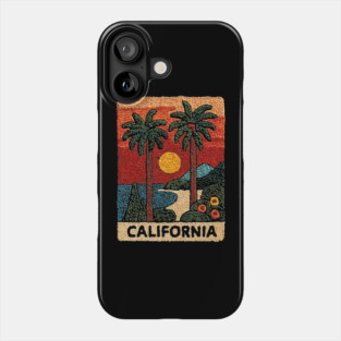 California Road Trip Vintage Embroidered Poster | Retro West Coast Travel Souvenir Phone Case