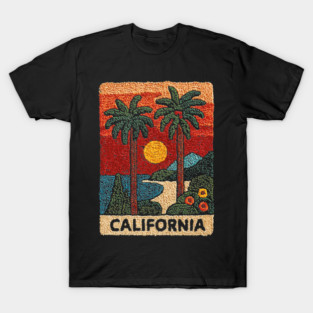 California Road Trip Vintage Embroidered Poster | Retro West Coast Travel Souvenir T-Shirt