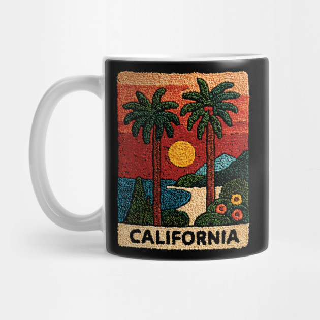 California Road Trip Vintage Embroidered Poster | Retro West Coast Travel Souvenir by TuncGK