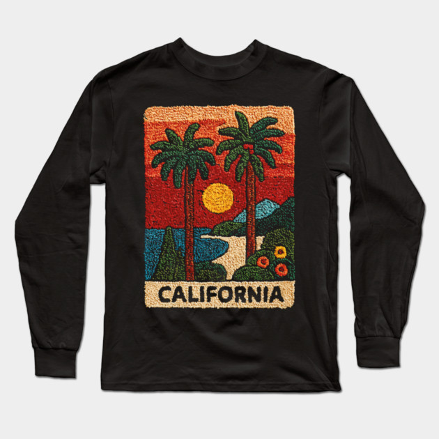 California Road Trip Vintage Embroidered Poster | Retro West Coast Travel Souvenir Long Sleeve T-Shirt by TuncGK