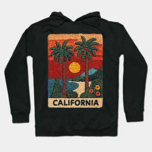California Road Trip Vintage Embroidered Poster | Retro West Coast Travel Souvenir Hoodie
