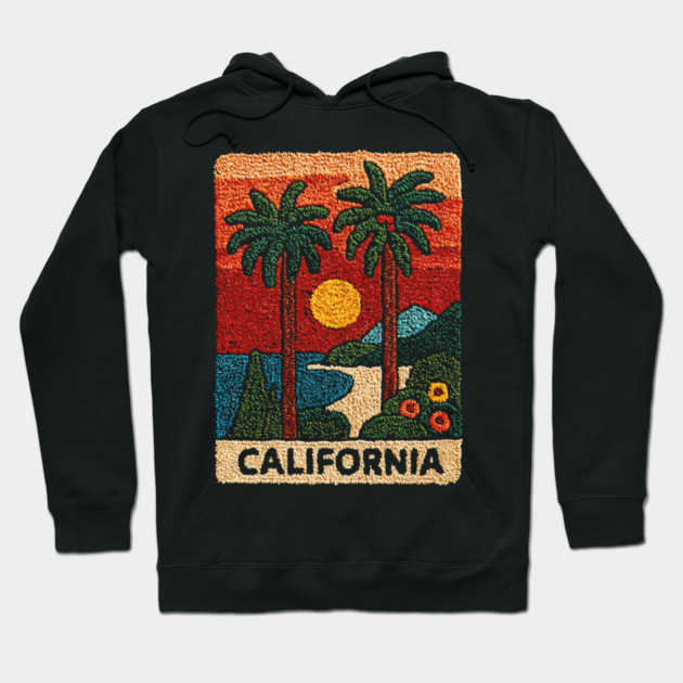 California Road Trip Vintage Embroidered Poster | Retro West Coast Travel Souvenir Hoodie by TuncGK