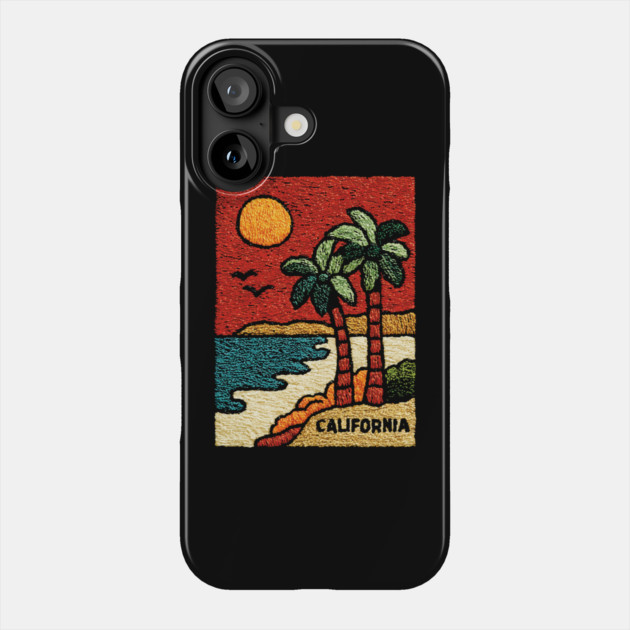 SoCal Palm Trees Embroidered Patch | Vintage California Summer Beach Souvenir Phone Case by TuncGK