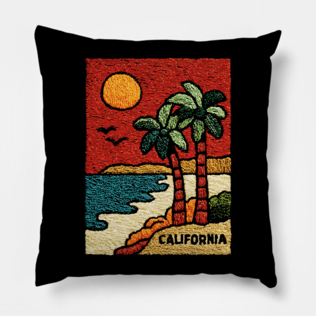 SoCal Palm Trees Embroidered Patch | Vintage California Summer Beach Souvenir Pillow by TuncGK