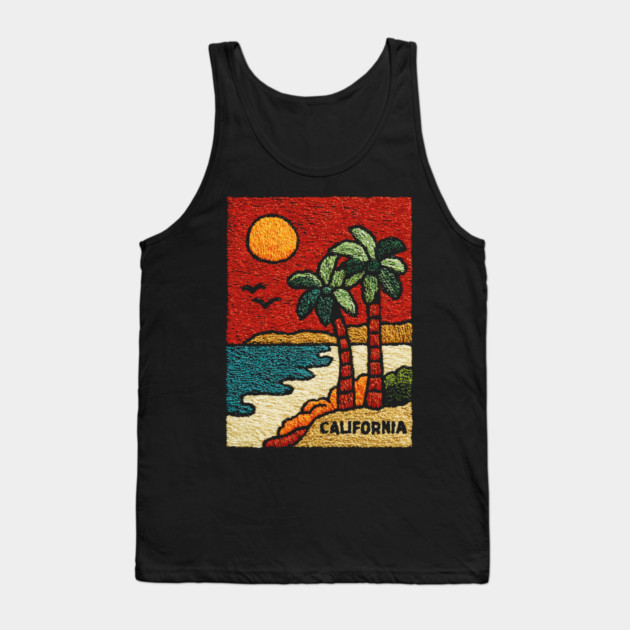 SoCal Palm Trees Embroidered Patch | Vintage California Summer Beach Souvenir Tank Top by TuncGK