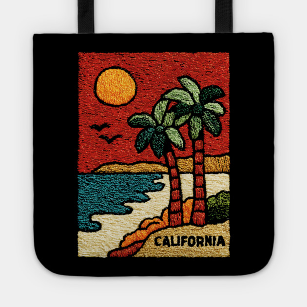 SoCal Palm Trees Embroidered Patch | Vintage California Summer Beach Souvenir Tote by TuncGK