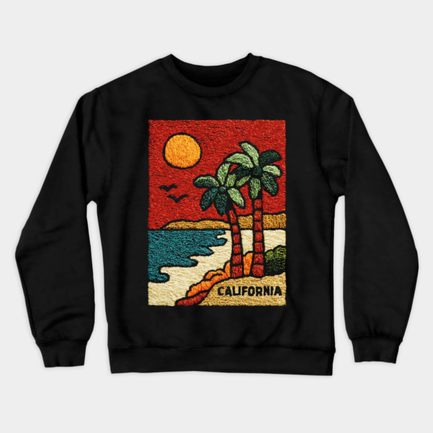SoCal Palm Trees Embroidered Patch | Vintage California Summer Beach Souvenir Crewneck Sweatshirt by TuncGK