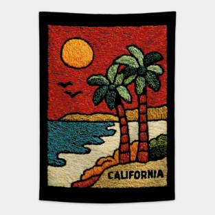 SoCal Palm Trees Embroidered Patch | Vintage California Summer Beach Souvenir Tapestry