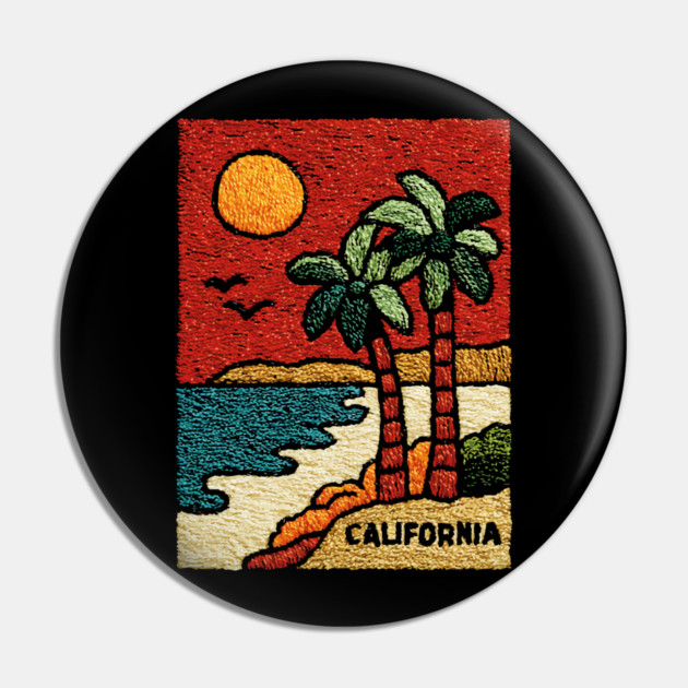 SoCal Palm Trees Embroidered Patch | Vintage California Summer Beach Souvenir Pin by TuncGK