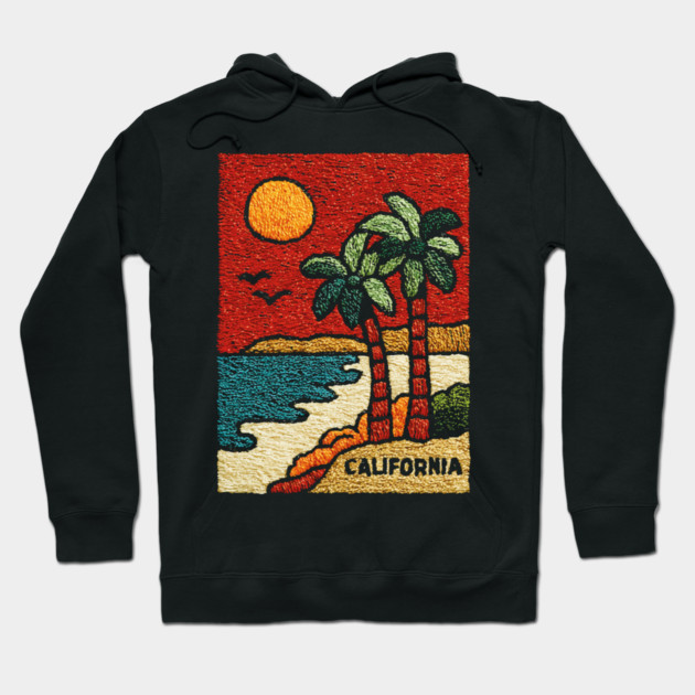 SoCal Palm Trees Embroidered Patch | Vintage California Summer Beach Souvenir Hoodie by TuncGK