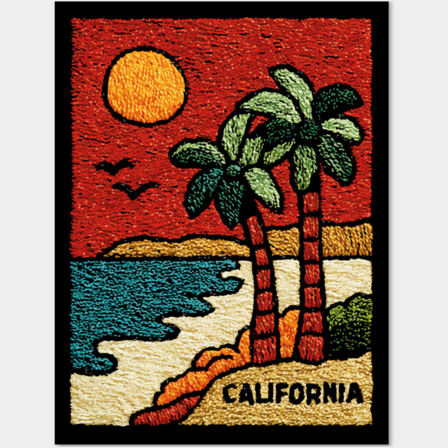 SoCal Palm Trees Embroidered Patch | Vintage California Summer Beach Souvenir Wall Art by TuncGK