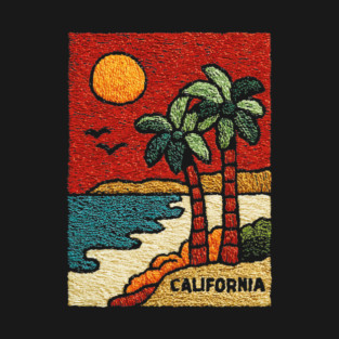 SoCal Palm Trees Embroidered Patch | Vintage California Summer Beach Souvenir T-Shirt