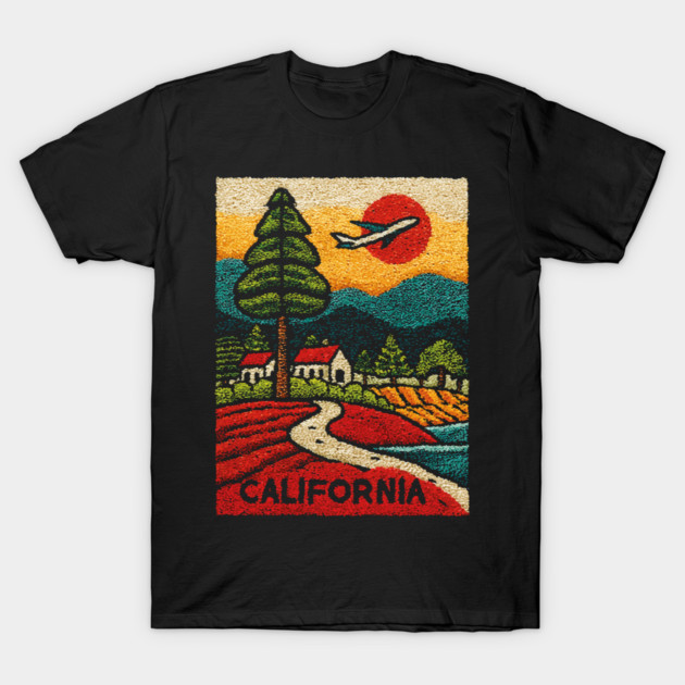California Adventure Awaits Embroidered Poster | Retro Road Trip & Travel Souvenir T-Shirt by TuncGK