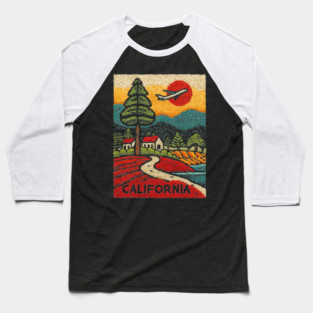 California Adventure Awaits Embroidered Poster | Retro Road Trip & Travel Souvenir Baseball T-Shirt