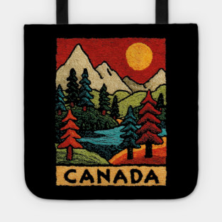Autumn in Canada Linocut Print | Retro Ontario Cottage Country Tote