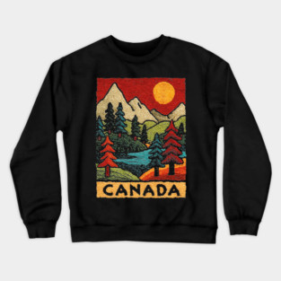 Autumn in Canada Linocut Print | Retro Ontario Cottage Country Crewneck Sweatshirt