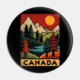 Autumn in Canada Linocut Print | Retro Ontario Cottage Country Pin