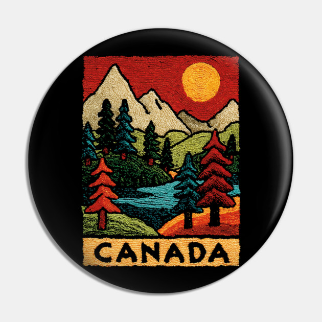 Autumn in Canada Linocut Print | Retro Ontario Cottage Country Pin by TuncGK