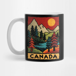 Autumn in Canada Linocut Print | Retro Ontario Cottage Country Mug