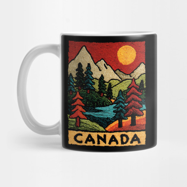 Autumn in Canada Linocut Print | Retro Ontario Cottage Country by TuncGK