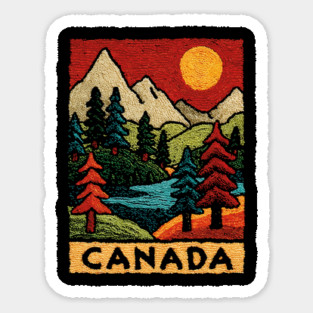 Autumn in Canada Linocut Print | Retro Ontario Cottage Country Sticker