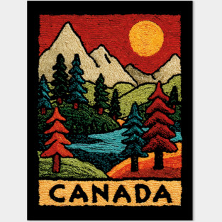 Autumn in Canada Linocut Print | Retro Ontario Cottage Country Posters and Art