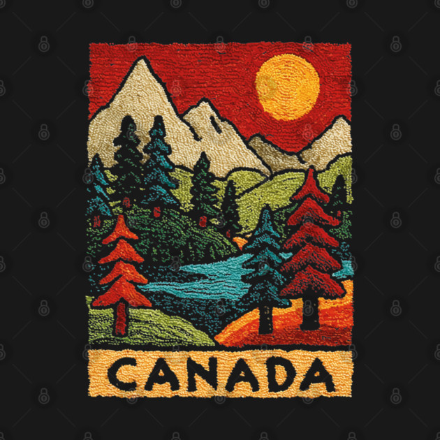 Autumn in Canada Linocut Print | Retro Ontario Cottage Country by TuncGK