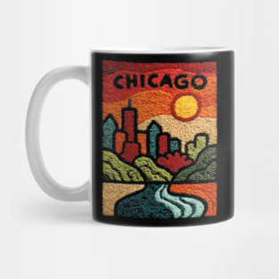 Chicago Abstract Linocut Print | Minimalist Illinois Architecture Souvenir Mug