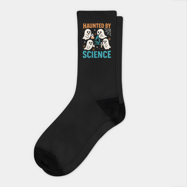 Haunted by Science Funny Ghost Halloween Teacher Gift Socks by MakerMind8.2