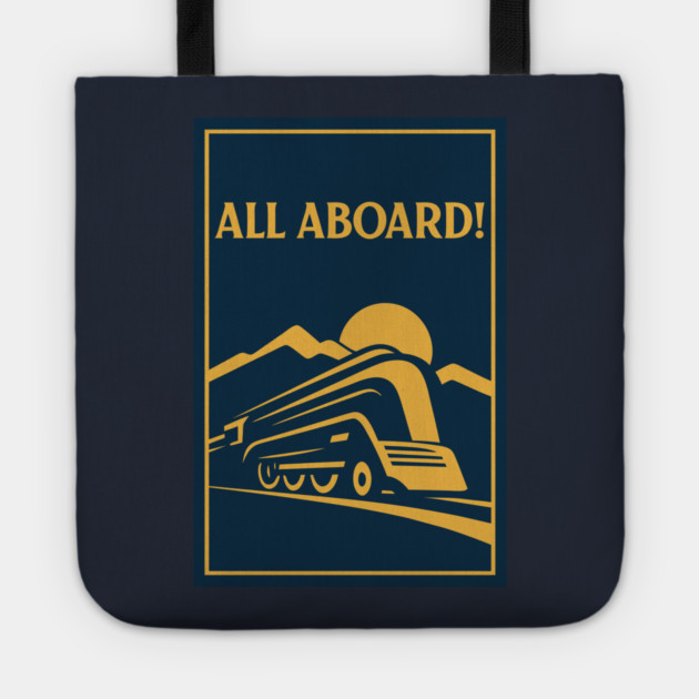All Aboard! – Vintage Streamliner Train Art Tote by DonWillisJrArt