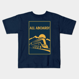 All Aboard! – Vintage Streamliner Train Art Kids T-Shirt