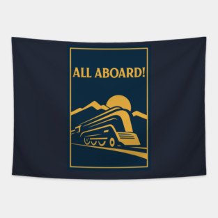 All Aboard! – Vintage Streamliner Train Art Tapestry