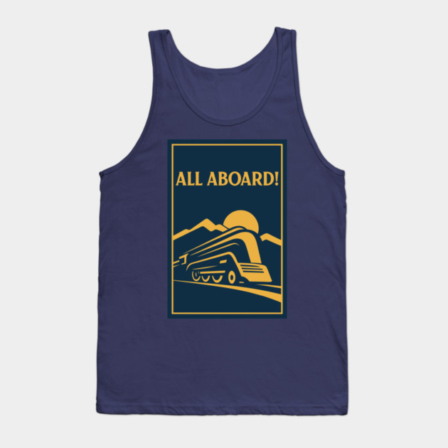 All Aboard! – Vintage Streamliner Train Art Tank Top by DonWillisJrArt
