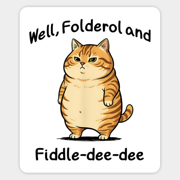 Snarky Cat "Well, Folderol and Fiddle-dee-dee" nonsense Magnet by Luxinda