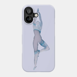 Graceful yoga pose captured in soft watercolor and ink technique within a serene setting Phone Case
