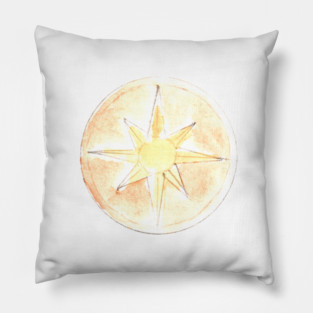 Compass, talisman, magic. Watercolor illustration, hand drawn modern freehand Pillow