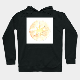 Compass, talisman, magic. Watercolor illustration, hand drawn modern freehand Hoodie