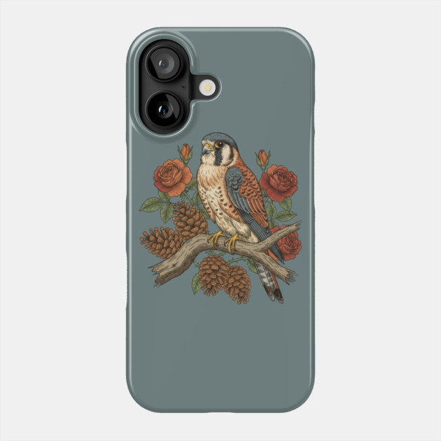 Autumn American Kestrel Nature Bird Art Phone Case by BirdsnStuff