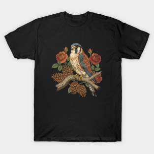 Autumn American Kestrel Nature Bird Art T-Shirt