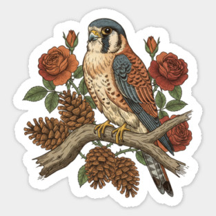 Autumn American Kestrel Nature Bird Art Sticker