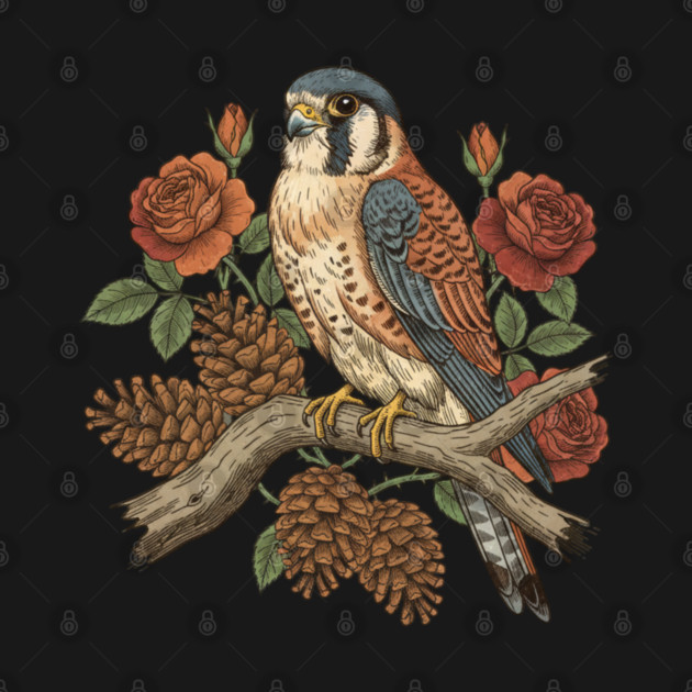Autumn American Kestrel Nature Bird Art by BirdsnStuff