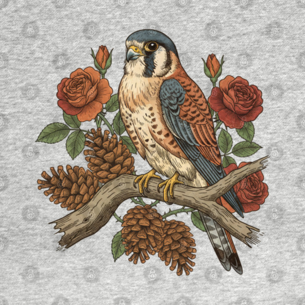 Autumn American Kestrel Nature Bird Art by BirdsnStuff