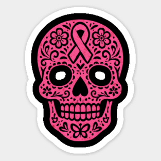 Pink Sugar Skull Breast Cancer Awareness Magnet