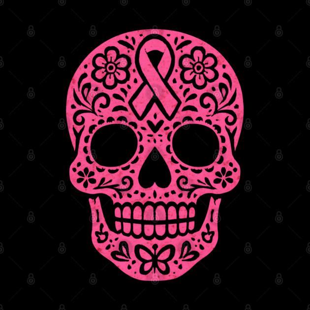 Pink Sugar Skull Breast Cancer Awareness by norhando