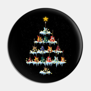 Cool Guitar Christmas Tree Music Lover Holiday Gift Pin