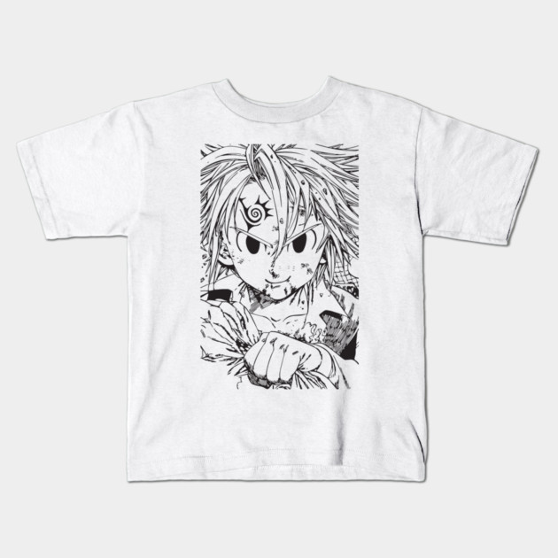 Meliodas - Nanatsu no Taizai Black and White Art Kids T-Shirt by Otaku Vibes