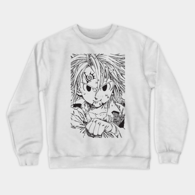Meliodas - Nanatsu no Taizai Black and White Art Crewneck Sweatshirt by Otaku Vibes